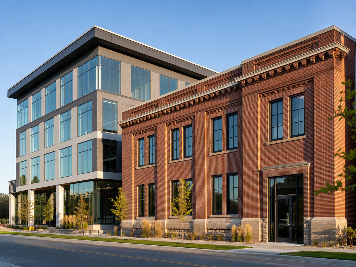 A glass-fronted office building